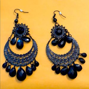 Black crystal earrings pierced